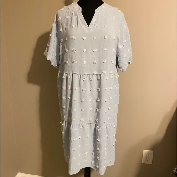 Yekaty Dresses | Yekaty Pale Blue Polka Dot Dress Size 2xl | Color: Blue | Size: Xxl | Pm-73038328's Closet